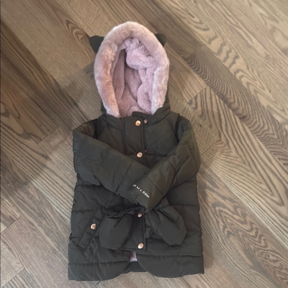 Marks & Spencer Kids Puffer Jacket - Olive and Pink